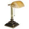 Alera Traditional Banker's Lamp with USB, 10"w x 10"d x 15"h, Antique Brass ALELMP517AB